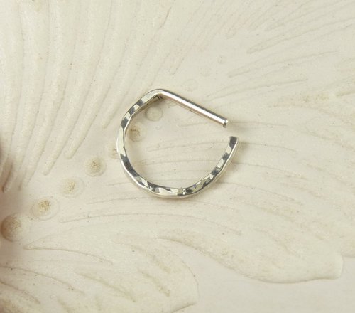 D Septum Ring, Sterling SilverNose Ring, 16 or 20 gauge Septum ring