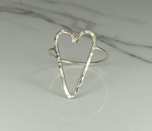 Heart Ring,Sterling Silver, Open Heart ring, Large Heart