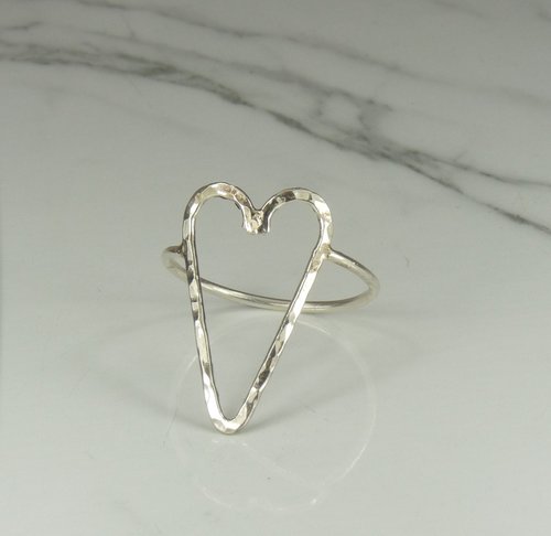 Heart Ring,Sterling Silver, Open Heart ring, Large Heart