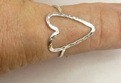 Heart Ring,Sterling Silver, Open Heart ring, Large Heart