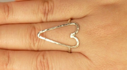 Heart Ring,Sterling Silver, Open Heart ring, Large Heart