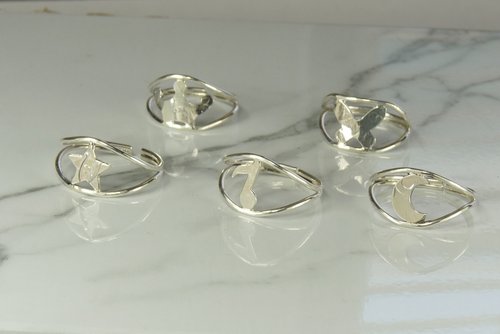 Midi Ring orToe Ring, adjustable Ring,  Sterling Silver Midi Ring, Crescent Moon, Heart, Butterfly,Star