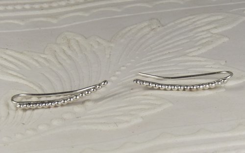 Ear Climber,  Sterling Silver Earring,  Bead earring