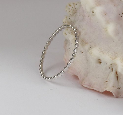Beaded ring, Sterling Silver ring,  Midi Ring