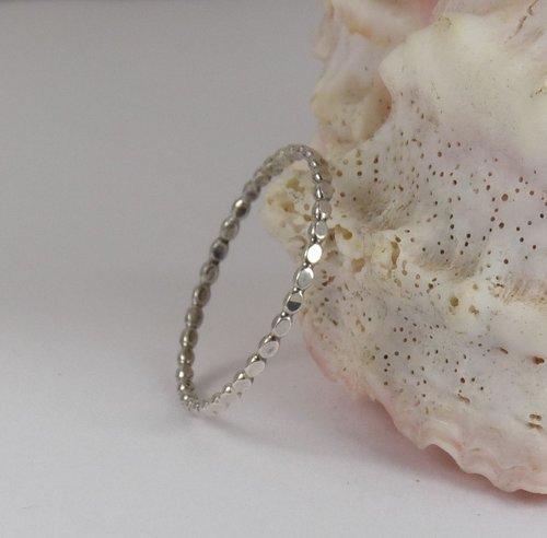 Beaded ring, Sterling Silver ring,  Midi Ring