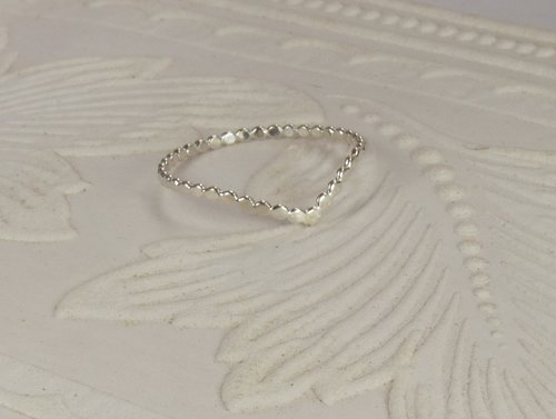 Thumb Ring, Beaded Chevron ring, Sterling Silver ring,  Midi Ring