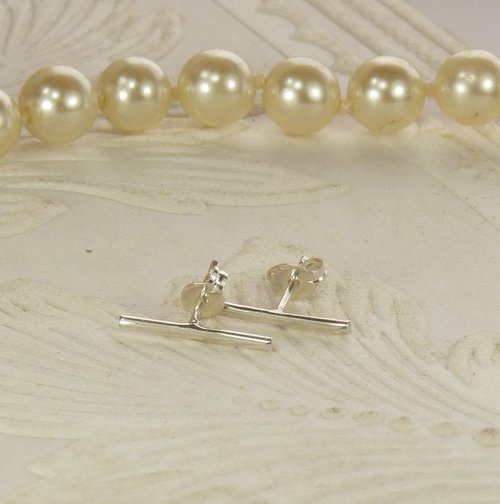 Bar Stud Earrings,  Sterling Silver Line Earrings,  Boho Earrings-20 gauge wire