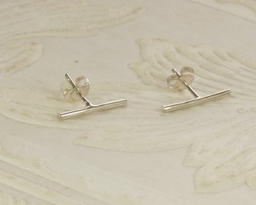 Bar Stud Earrings,  Sterling Silver Line Earrings,  Boho Earrings-20 gauge wire