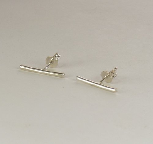 Bar Stud Earrings,  Sterling Silver Line Earrings,  Boho Earrings-20 gauge wire