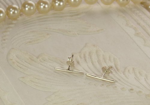 Bar Stud Earrings,  Sterling Silver Line Earrings,  Boho Earrings-20 gauge wire
