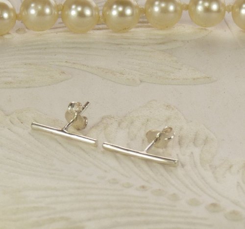 Bar Stud Earrings,  Sterling Silver Line Earrings,  Boho Earrings-20 gauge wire