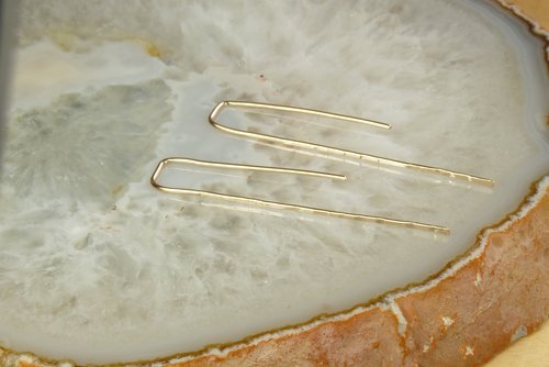 Rectangle Earrings, Gold Fill earrings,  Hammered Dangle Earrings, Geometric Hoops