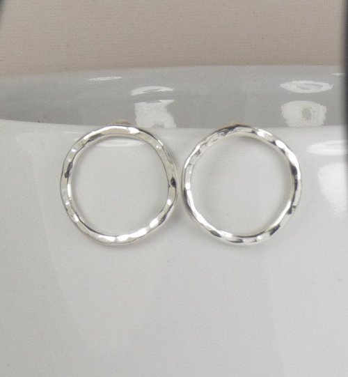 Circle Stud Earrings,Sterling Silver Studs, Small Earrings,  Boho Earrings