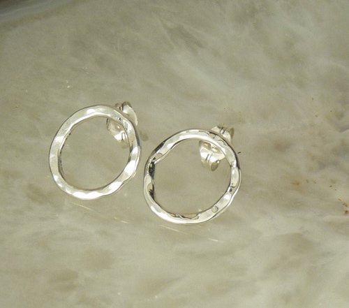 Circle Stud Earrings,Sterling Silver Studs, Small Earrings,  Boho Earrings
