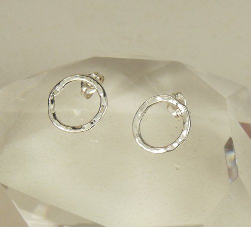 Circle Stud Earrings,Sterling Silver Studs, Small Earrings,  Boho Earrings