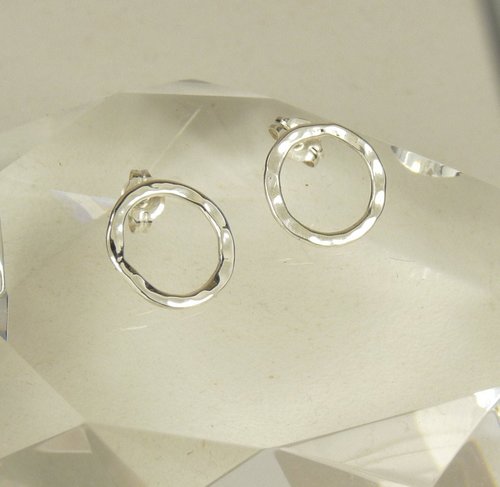 Circle Stud Earrings,Sterling Silver Studs, Small Earrings,  Boho Earrings