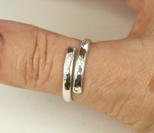 Adjustable Thumb  Ring, Sterling Silver, 9 Gauge Half Round Wire,  Bypass  Ring, Boho
