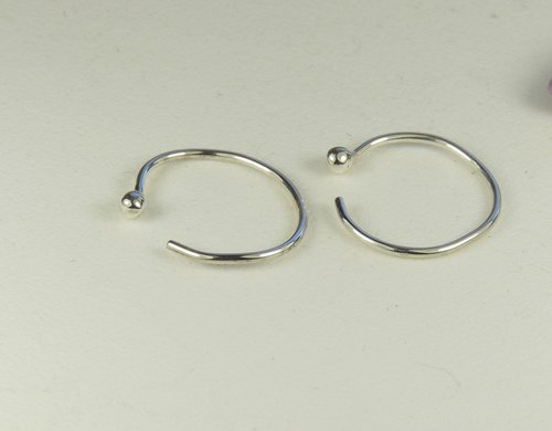 Nose Ring,  Sterling Silver Ring,Ball End nose rings ,20 gauge wire