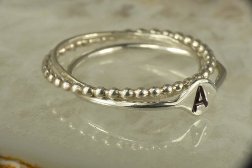 Initial Ring,Stacking Rings, 3 Rings, Personalized letter stacks,  Alphabet ring