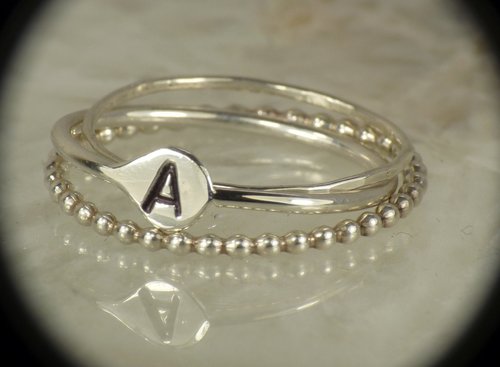 Initial Ring,Stacking Rings, 3 Rings, Personalized letter stacks,  Alphabet ring