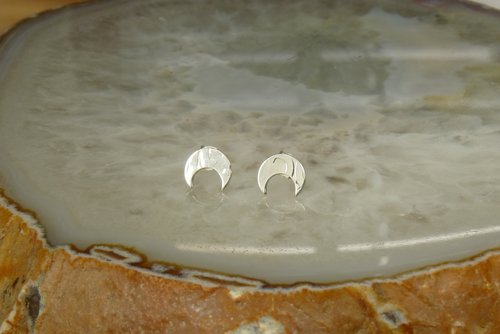 Crescent Moon Earrings, Stud Earrings, Sterling Silver Earrings
