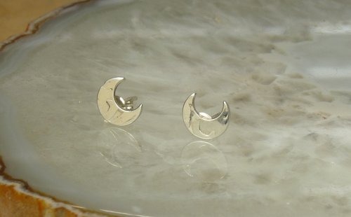 Crescent Moon Earrings, Stud Earrings, Sterling Silver Earrings