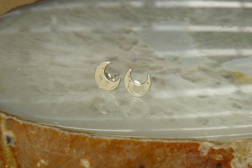 Crescent Moon Earrings, Stud Earrings, Sterling Silver Earrings