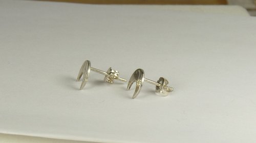 Crescent Moon Earrings, Stud Earrings, Sterling Silver Earrings