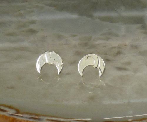 Crescent Moon Earrings, Stud Earrings, Sterling Silver Earrings
