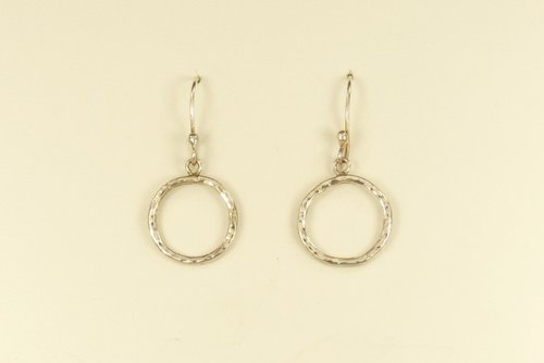 Sterling Silver Circle Earrings, Hammered Earrings,Dangle Earrings