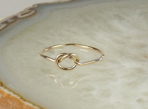 Love Knot Ring, Stacking Ring. 18 gauge Gold wire,Promise ring