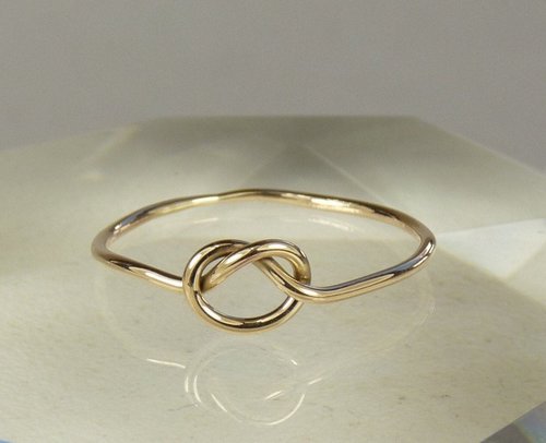 Love Knot Ring, Stacking Ring. 18 gauge Gold wire,Promise ring