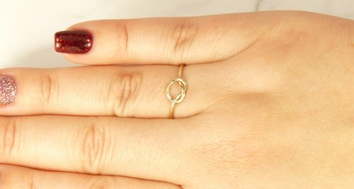 Love Knot Ring, Stacking Ring. 18 gauge Gold wire,Promise ring