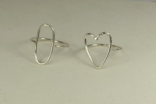 Sterling Silver Ring,Heart ring, Oval Ring, Smooth, Boho ring