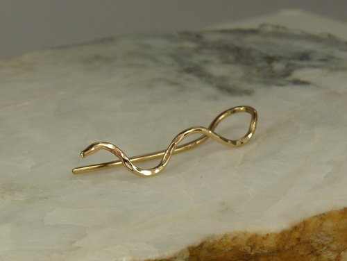 Ear climber,  Snake Earring,  Boho earring, 14k Gold Filled 18 gauge Wire