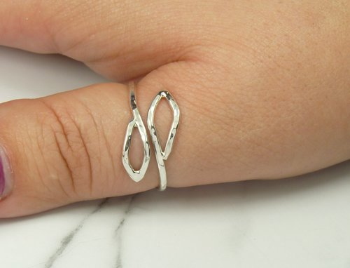 Wrap Ring,Thumb Ring, Adjustable Leaf Ring, Sterling Silver