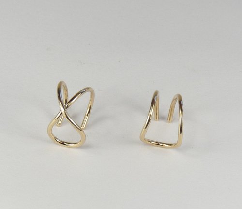 Criss Cross, Double Wire Cuff Earring, 18 Gauge, Gold Filled Earring,Helix Ear Cuff,  Boho earring