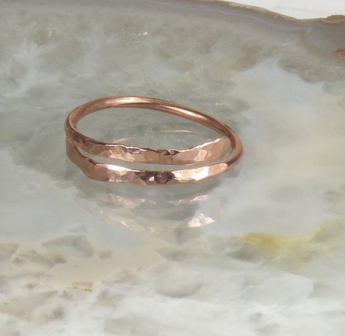 Copper Bypass ring, Copper ring,  Midi Ring, Hammered 16 gauge wire, Arthritis Ring