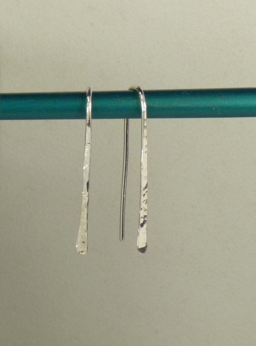 Hammered Dangles,Sterling silver Stick Earrings, Handmade  20 Gauge Wire