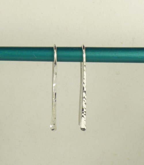 Hammered Dangles,Sterling silver Stick Earrings, Handmade  20 Gauge Wire