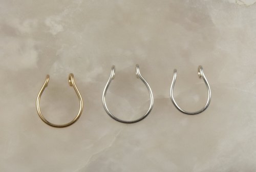 Septum Ring, Fake Septum, Sterling Silver-Gold nose ring-Faux Nose Ring