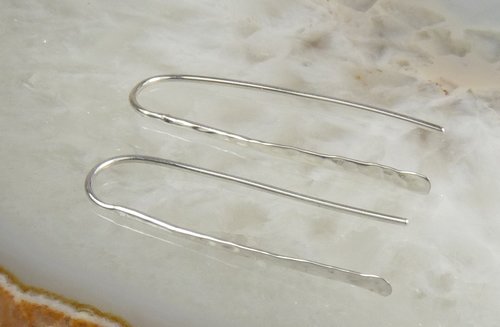 Hammered Dangles,Sterling silver Stick Earrings, Handmade  20 Gauge Wire