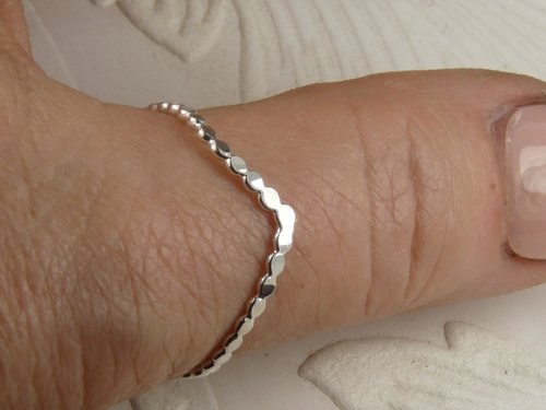 Thumb Ring, Beaded Chevron ring, Sterling Silver ring,  Midi Ring