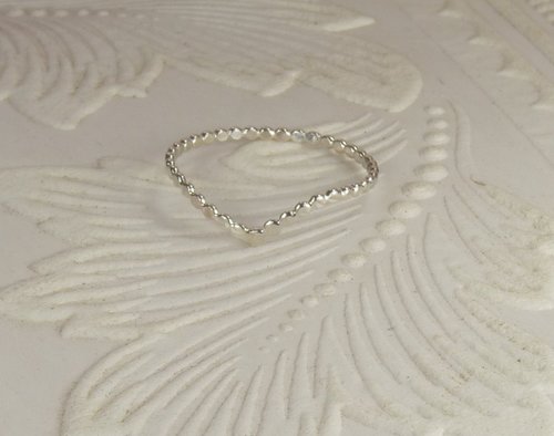 Thumb Ring, Beaded Chevron ring, Sterling Silver ring,  Midi Ring