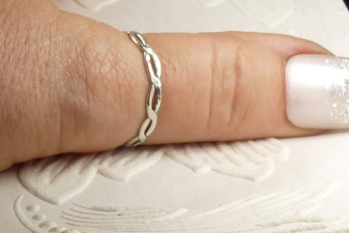 Thumb ring,Weave Ring, Sterling silver, Midi ring, Hammered Band Ring