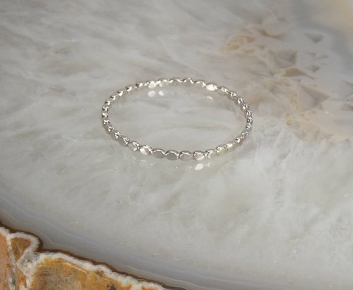 Beaded ring, Sterling Silver ring,  Midi Ring