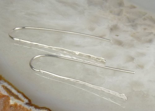 Hammered Dangles,Sterling silver Stick Earrings, Handmade  20 Gauge Wire