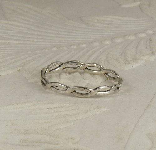 Thumb ring,Weave Ring, Sterling silver, Midi ring, Hammered Band Ring