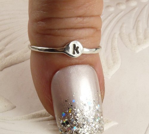 Letter ring-Sterling Silver Stacking Ring, Initial Ring,18 gauge Wire