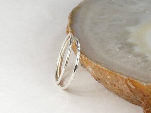 Stacking Rings, Thumb  ring,Sterling Silver Ring-Silver Hammered and smooth Ring-Band Ring